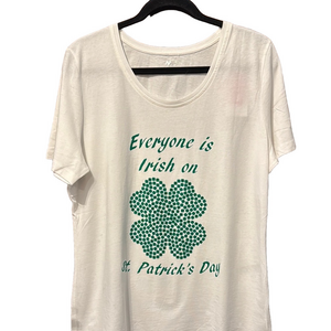 Everyone is Irish on St. Patrick's Day White Graphic Shamrock Short Sleeve NWT